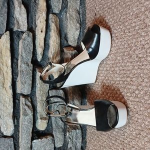 Michael Kors wedge peep toe sling back shoes sz 8